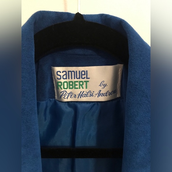 Samuel Robert By Peter Hatsi Androu Blue Suede Black Edging Blazer Size 6 - Picture 7 of 9